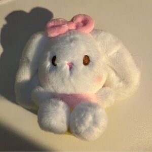 Bunny Keychain Plush NWT Pink Bow White Stuffed Animal 4” JHWH Jiahui Culture